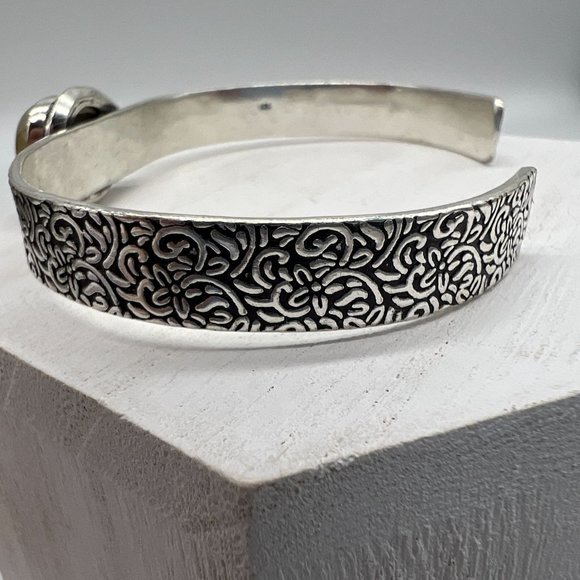 Golden Rutile Genuine Quartz Pear Tear Cut Cuff Sterling Silver Bracelet NWOT - Picture 6 of 10